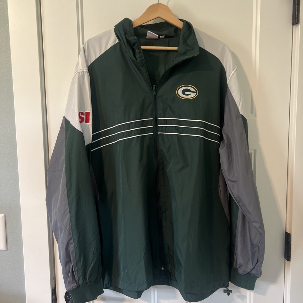 Reebok Men's X-Large Green Bay Packers NFL Team Apparel Wind Breaker NWT XL